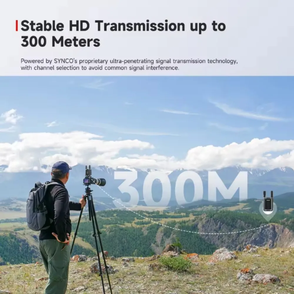 Synco XVision HD 40ms Ultra-Low Latency Wireless Video Transmission 300m 1080p60 Dual HDMI Output for Filmmaking