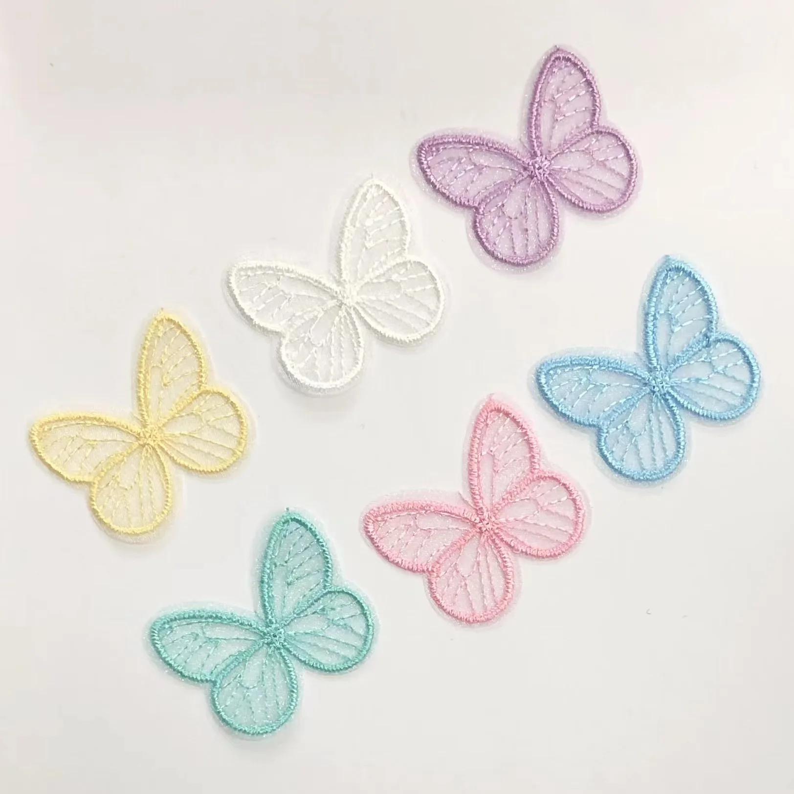 30PCS Organza Embroidery Butterfly headdress accessories Hairpin Accessories DIY handbook Patch Patch Hanfu shoes and socks acce