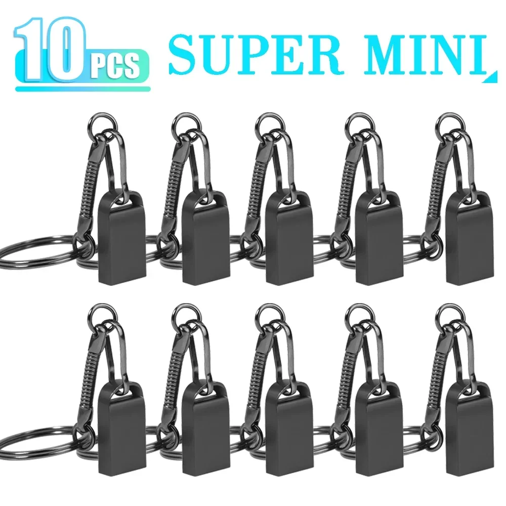 

JASTER 10 PCS LOT Super Mini USB 2.0 Flash Drive 128GB Free Key Ring Metal Memory Stick 64GB 32GB Black Business Gift Pen Drive