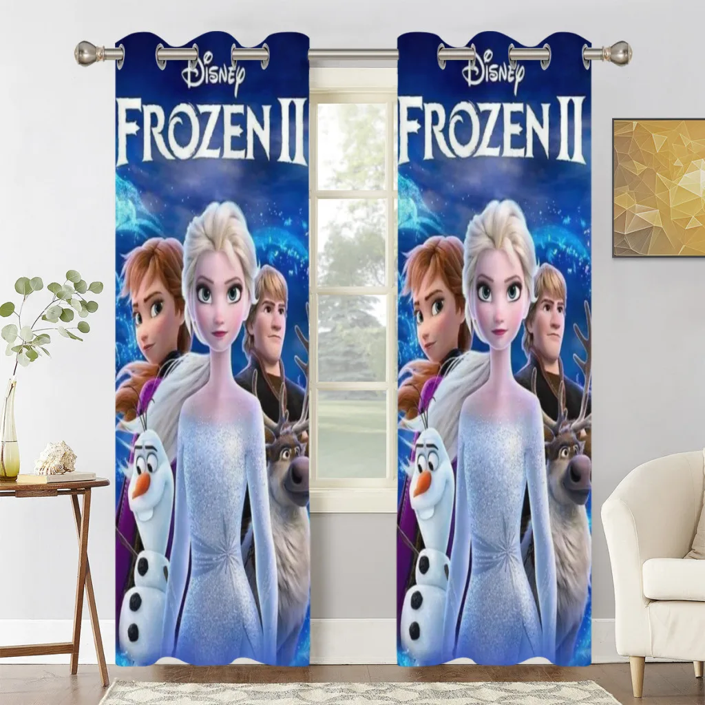 

Frozen Disney Elsa Window Curtains for Living Room Bedrooms 2 pieces Aesthetic Room Decoration