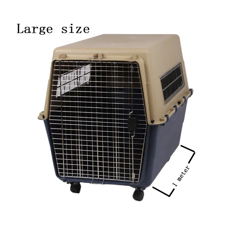 GOURMAID large size plastic portable pet carrier cat dog cages travel with wheels Size 4