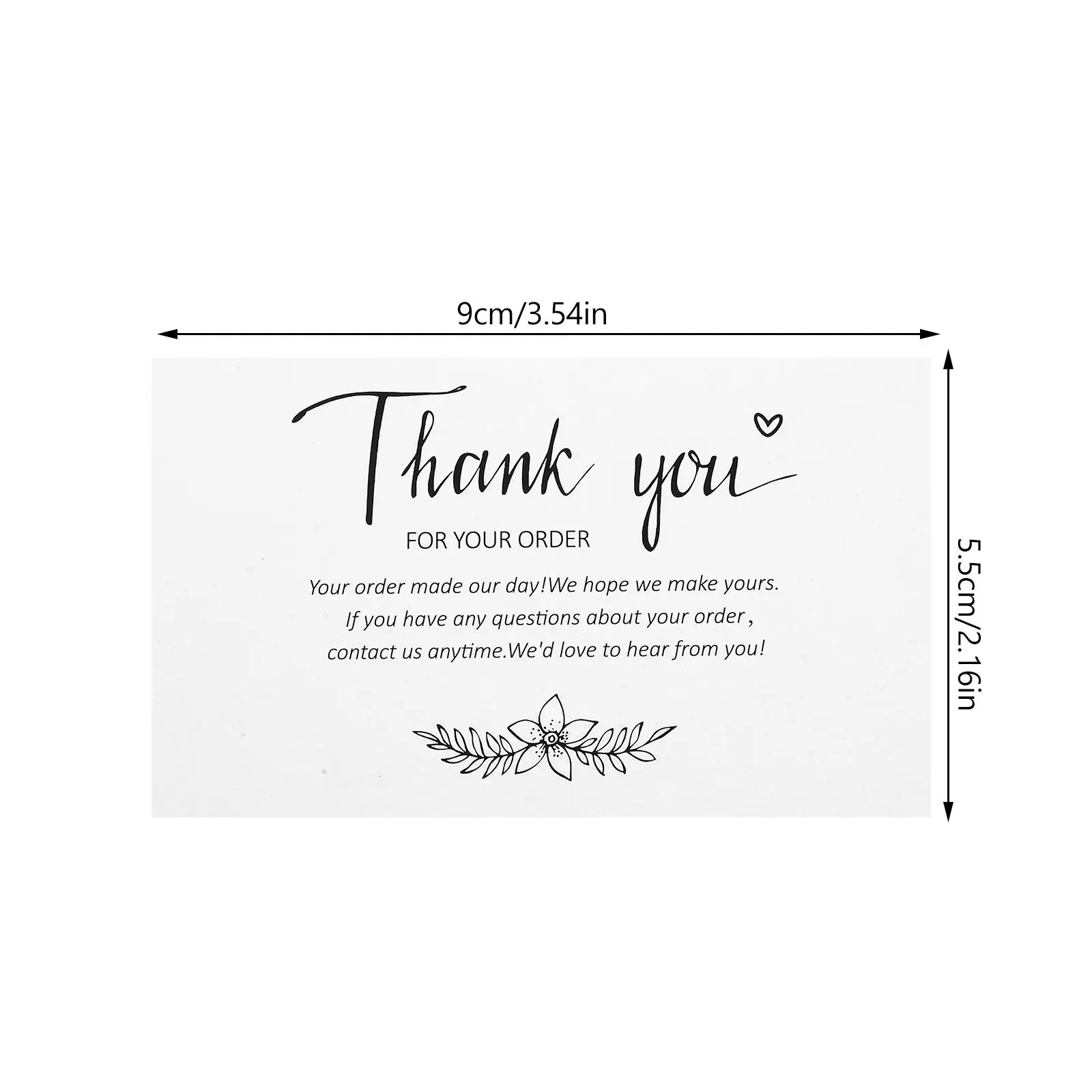 100Pcs Thank You Cards for Business Small Paper Cards Elegant Design Blank Back Suitable Salon Bakery Online Store Thanks