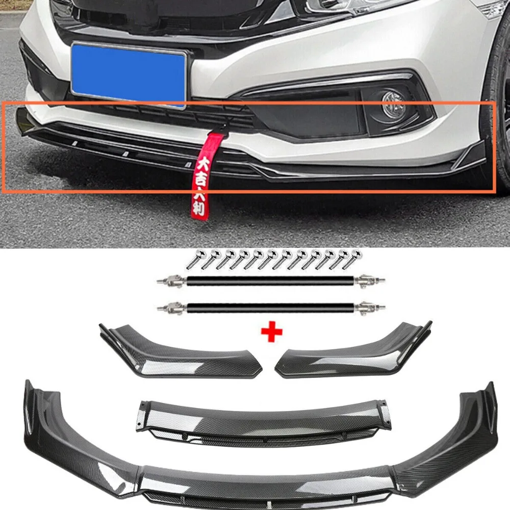 

For Honda Civic SI Front Bumper Lip Splitter Spoiler Carbon Fiber Strut Rod United States