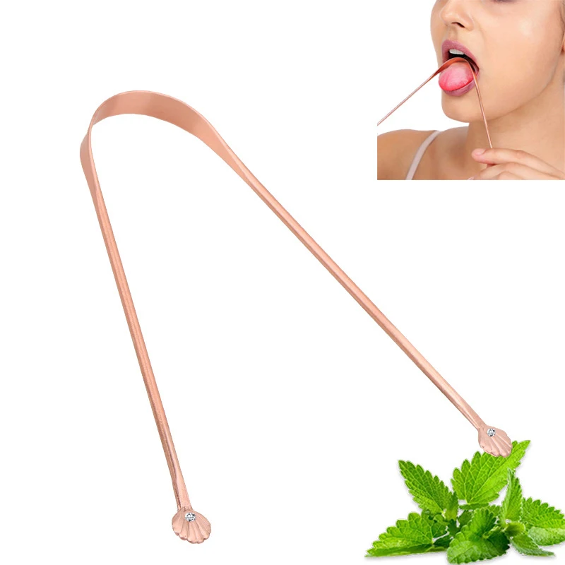 

1PC Copper Tongue Scraper Cleaner Scraper Men Women Soft Silicone Toothbrush Dental Oral Care Hygiene Health Care Tool