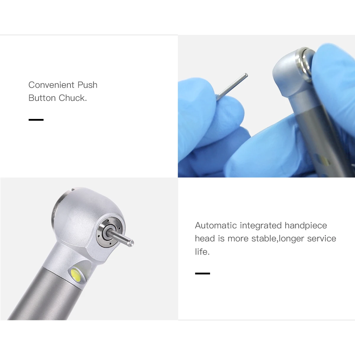 Dental High Speed Handpiece E-generator LED Ceramic Bearing Push Button Standard Head 4 Water Spray Handpiece 2/4 Holes