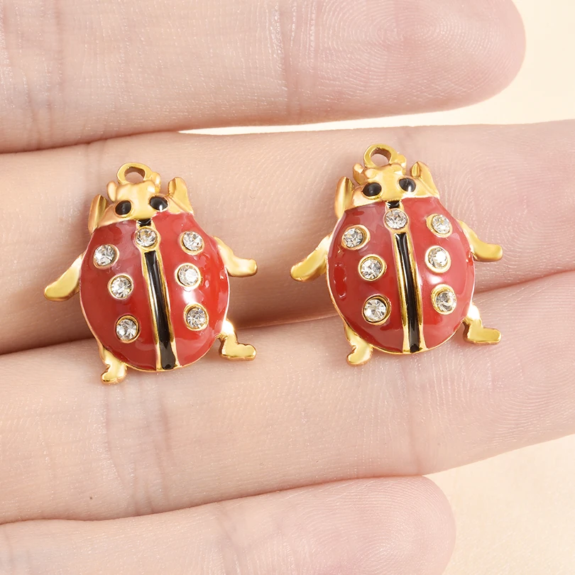 الأزياء 3 قطعة/الوحدة الملونة الفولاذ المقاوم للصدأ القلب Y2k الزركون زهرة الكرز اليعسوب الحشرات المينا المعلقات DIY بها بنفسك صنع المجوهرات