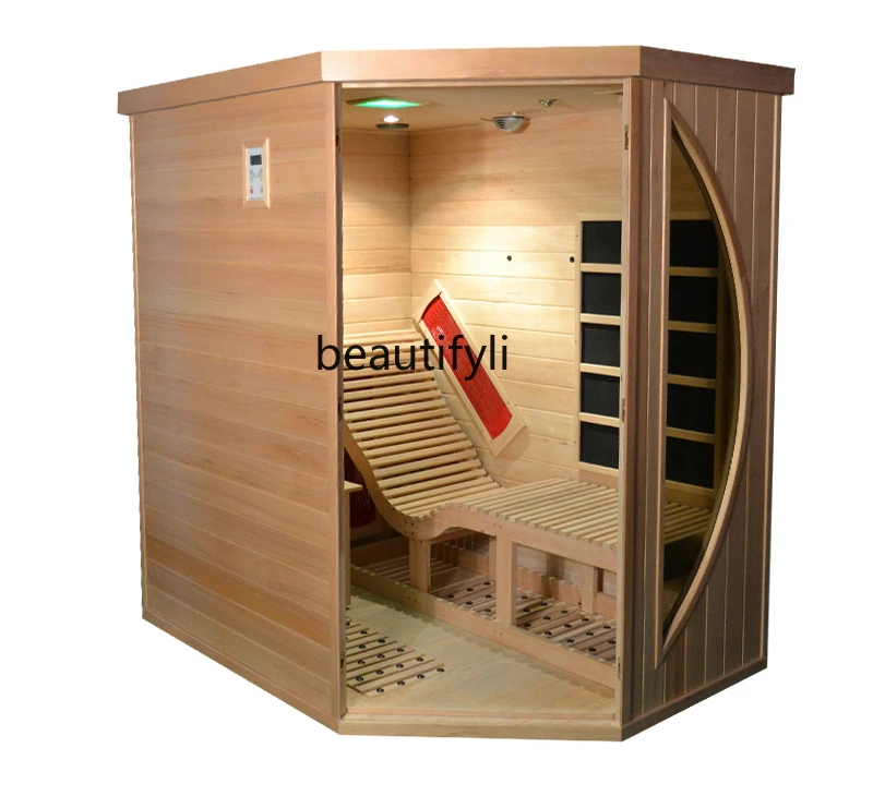 

Household, solid wood health sauna room Far infrared light wave physiotherapy room installation Dry steam room customization