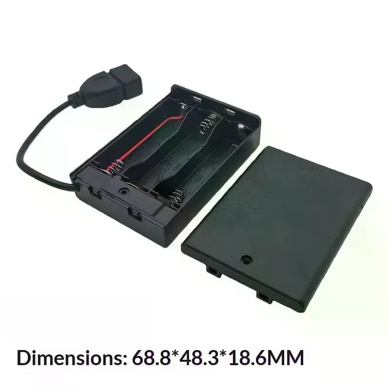 1/4Pcs USB Mini Power Supply Battery Box With Cover And Switch 3 X AA USB Battery Box For 4.5V LED Strip Lights
