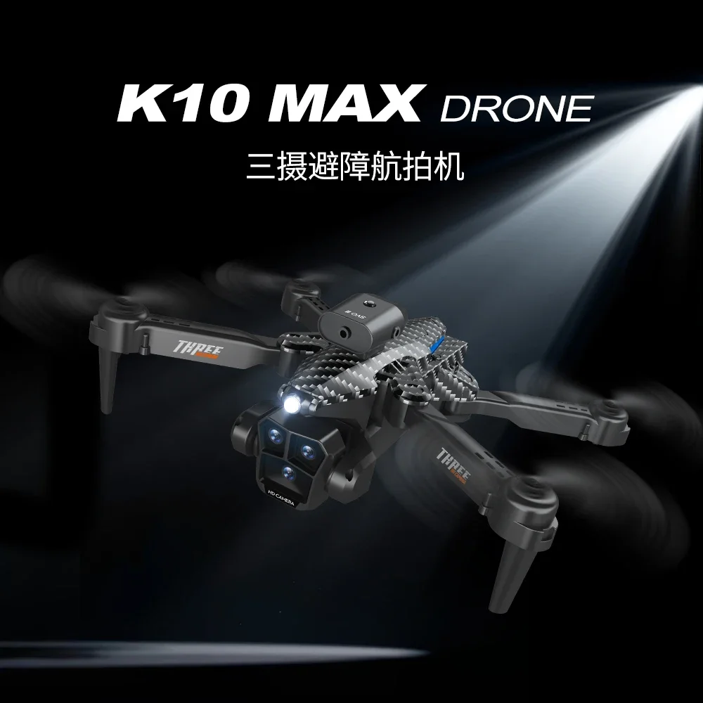 

New K10 Max RC Drone HD Triple Camera Optical Flow Positioning Obstacle Avoidance Gesture Photography Foldable Quadcopter Toys