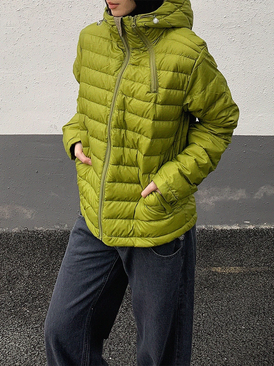 

USKM легкий пуховик в американском стиле ретро, женское уличное холодостойкое зимнее теплое пальто, облегающее длинное светящееся пальто на молнии