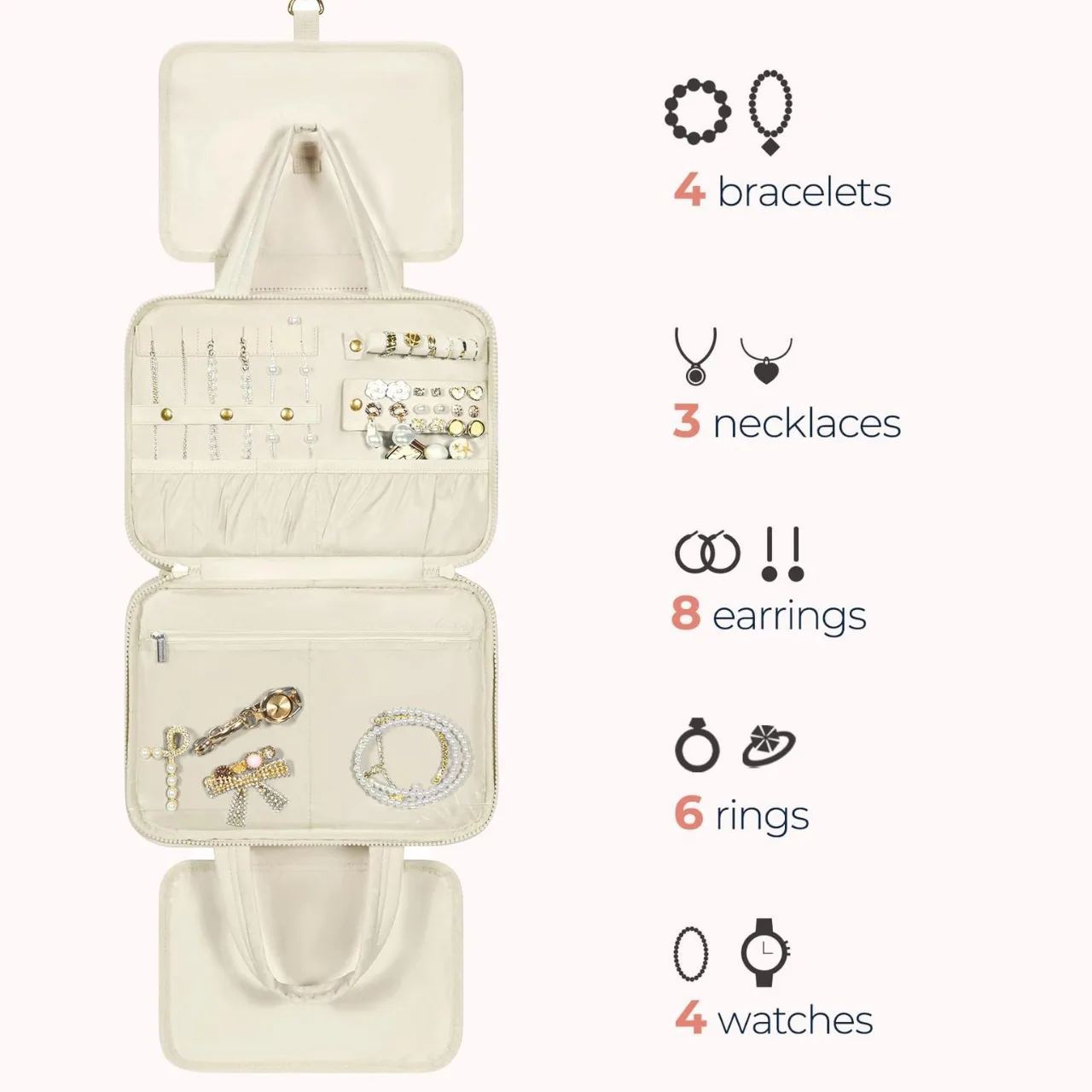 Hanging Fluffy Toiletry Bag with Jewelry Storage Pouch