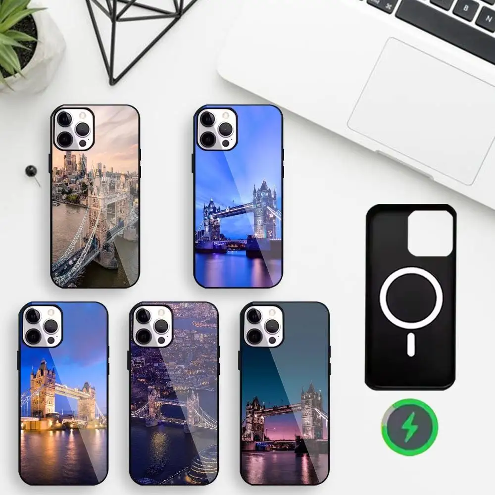 

Tower Bridge Phone Case For iPhone17,16,15,14,13,12,11 Max Black Wireless Charging Protecitve Cover
