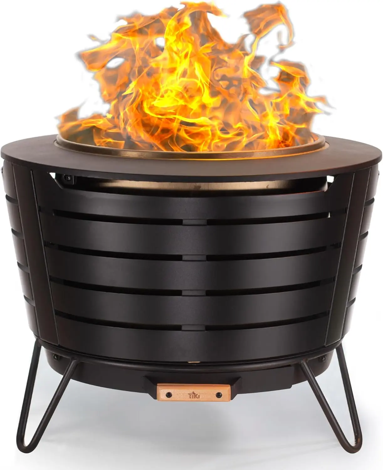 Brand Smokeless 25 in. Patio Fire Pit, Wood Burning Outdoor Fire Pit - Includes Wood Pack, Modern Design with Removable Ash Pan