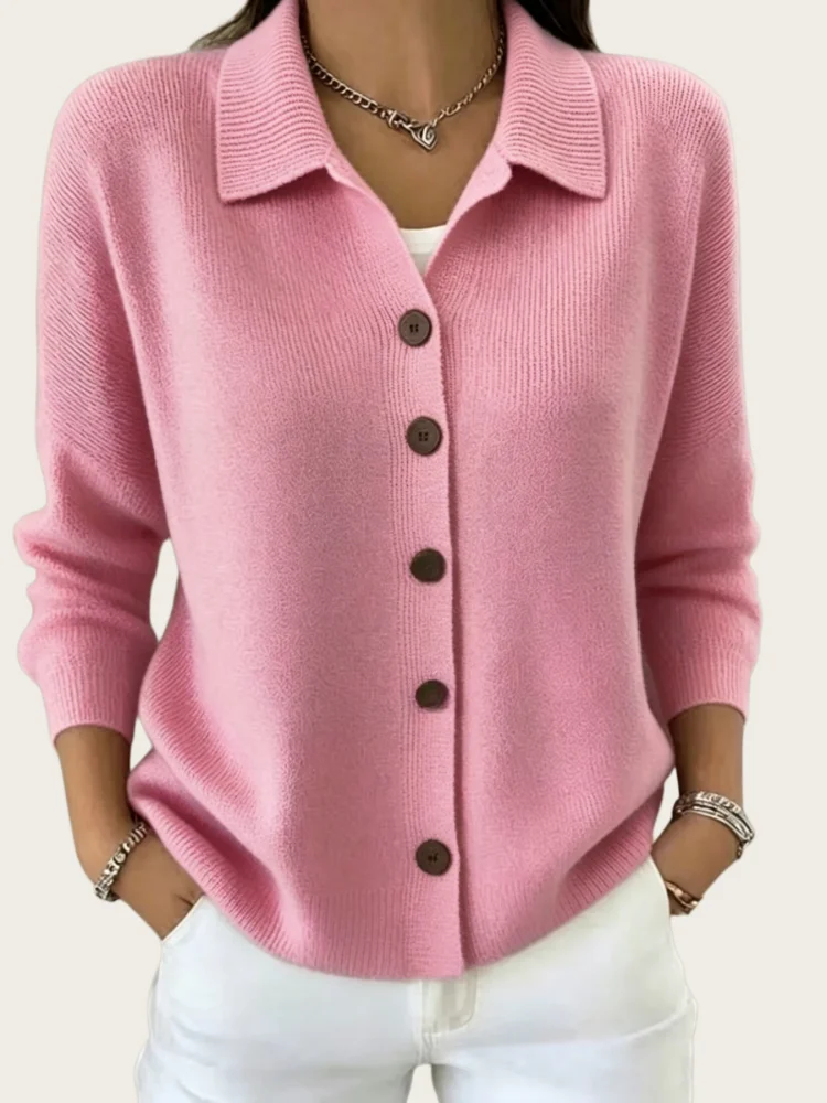 European and American Plus-Size Women's Clothing, Autumn and Winter High-End Elegant Fashion Commuter Lapel Cardigan Knit Sweater for Women view 5
