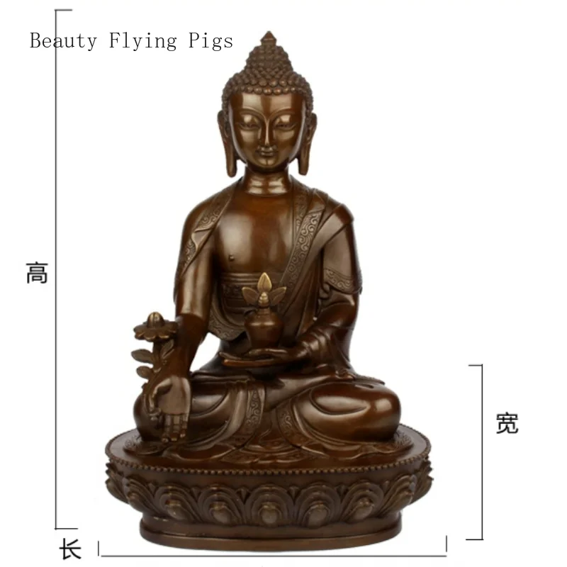 

1PCS Pure Copper Buddha Statue Ornament Three Treasures Buddha Shakyamuni Medicine Buddha Metal Buddha statue handicrafts