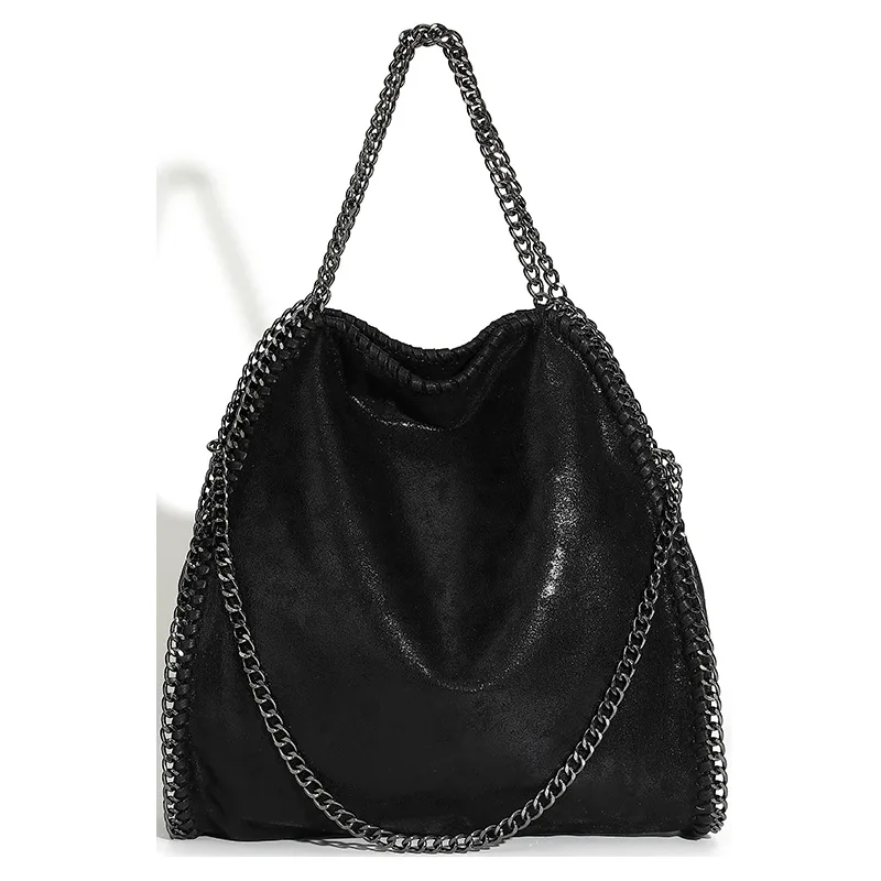 Mode frauen Kette Schulter Tasche Vintage Große Kapazität Umhängetasche Weibliche Faltbare Einfarbig Handtaschen Einkaufstaschen – Detail 5