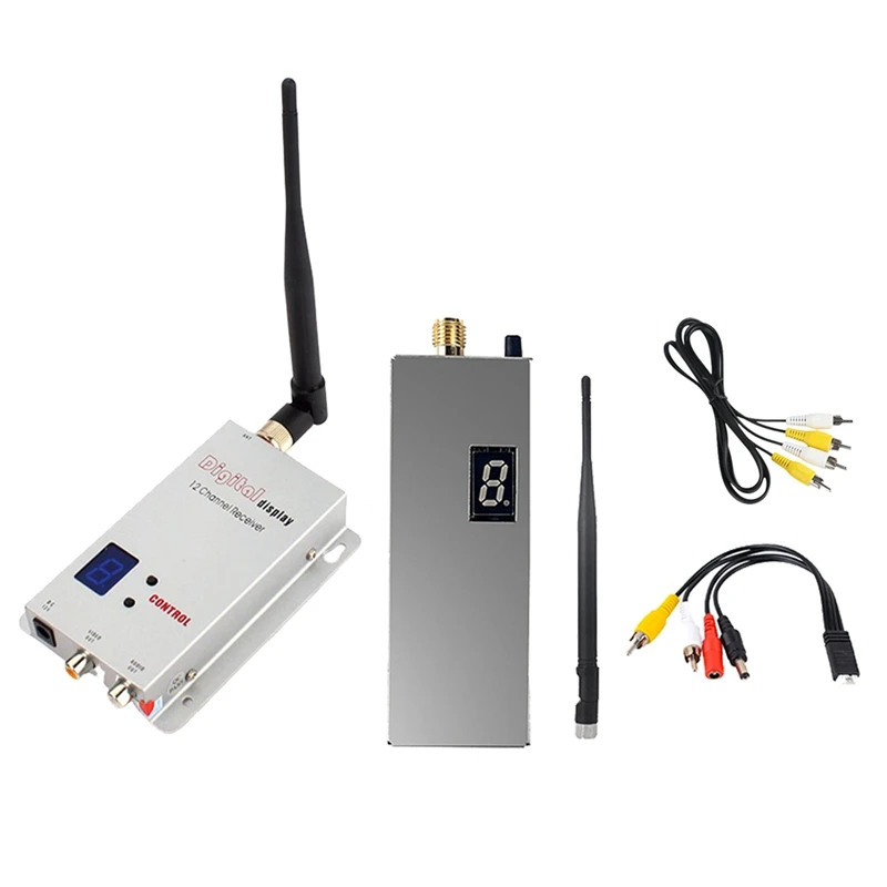 FPV 1.2G 1.5W VTX VRX Kit 8CH 1500Mw FPV Video Transmitter Receiver With Antenna -92Dbm For Long Range FPV RC Drone