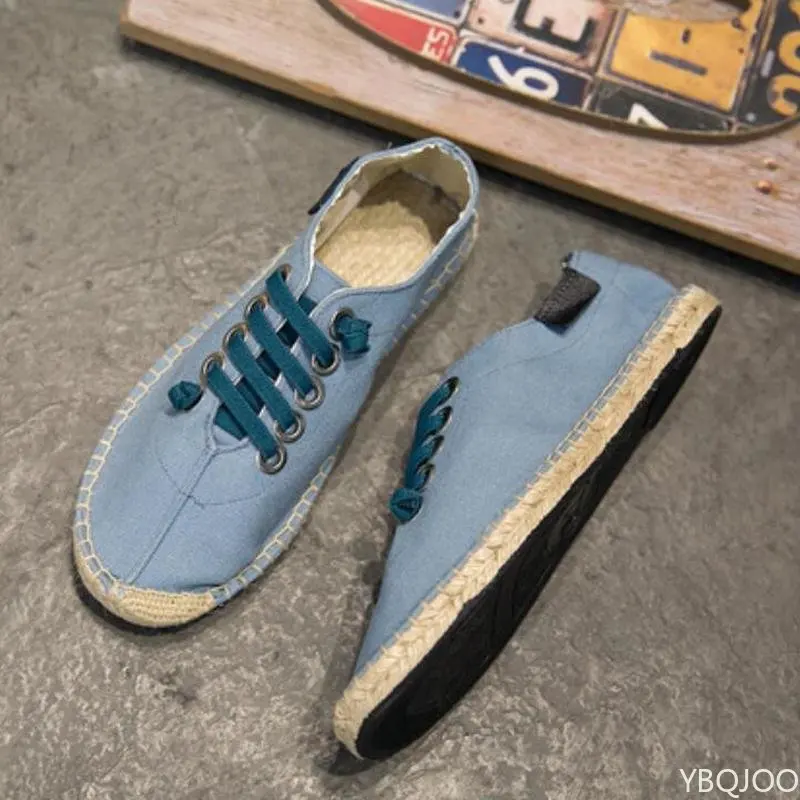 2023 Shoes New Men Hemp Fisherman Breathable Espadrilles Flats Solid Moccasins Casual Shoes Men Zapatos De Hombre
