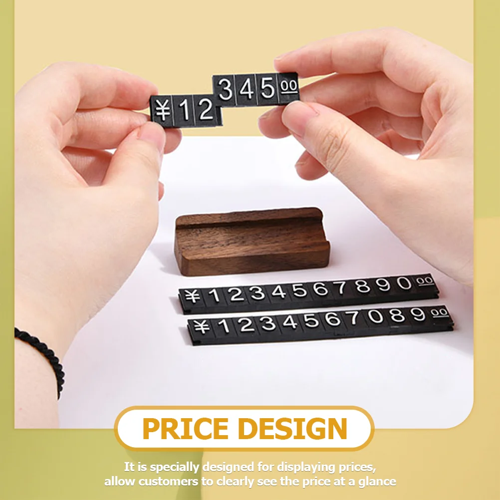 Digital Grain Price Board Adjustable Tags Display Cube Blocks Counter Compact Pricing Stand Wood Solid Jewelry Easy Disassembly