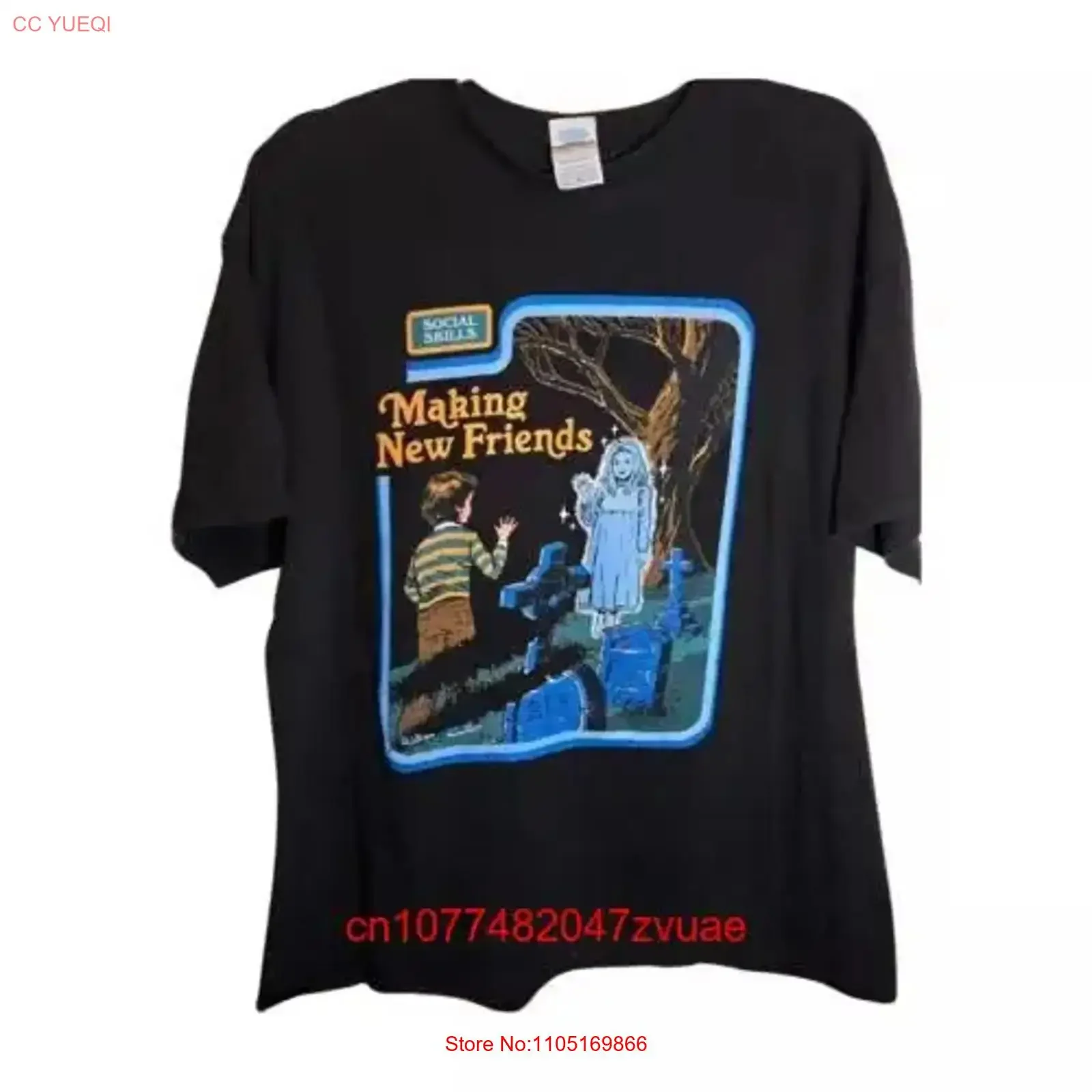 Steven Rhodes Men T Shirt XL Black Social Skills Making New Friends vintage Washed Stretched Casual Breathable