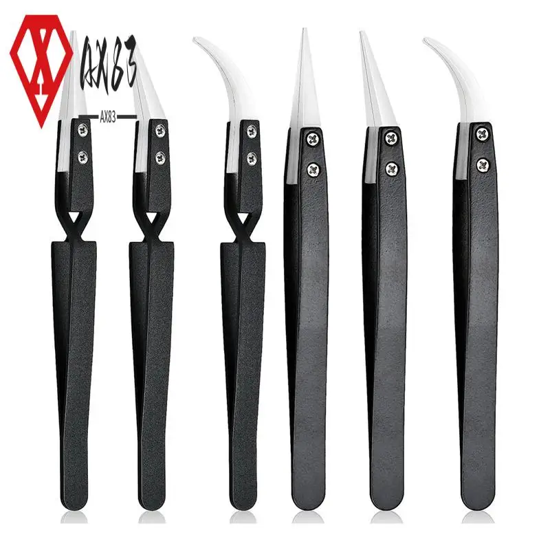 

AX83-6 PCS Устойчивые пинцеты для пайки электроники с антимагнитными заостренными частями для пайки A