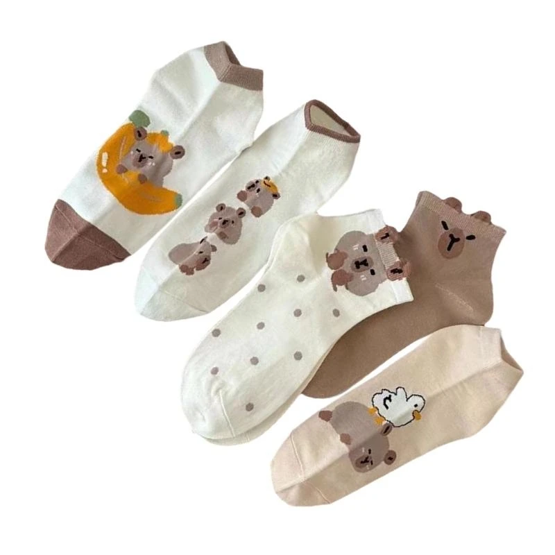 

Забавные низкие носки с капибарой, новинка, носки без показа, хлопковые носки до щиколотки, короткие носки с ярким рисунком для