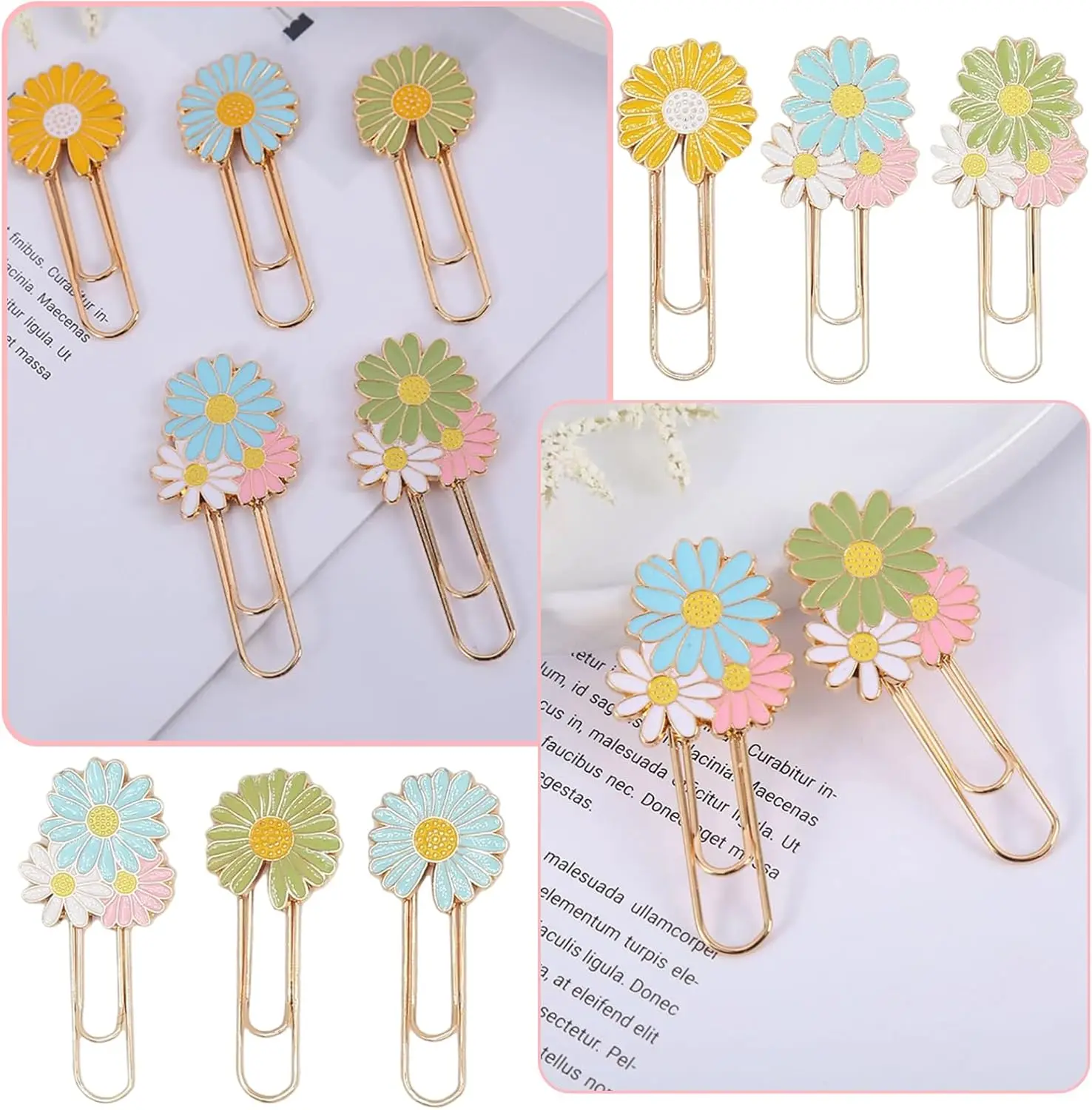 Daisy Paper Clips Metal Paperclip Large Size Paper Clip Cute Bookmark Colorful Office Supplies Present for Teacher & Students