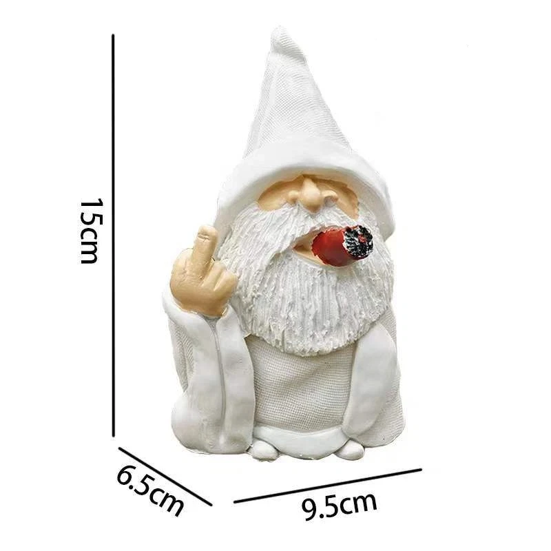 Garden Gnome Statue Scornful Smoking Wizard Dwarf Sculpture Indoor Outdoor Decor Figurine Creative Ornament Gift Yard Home Patio