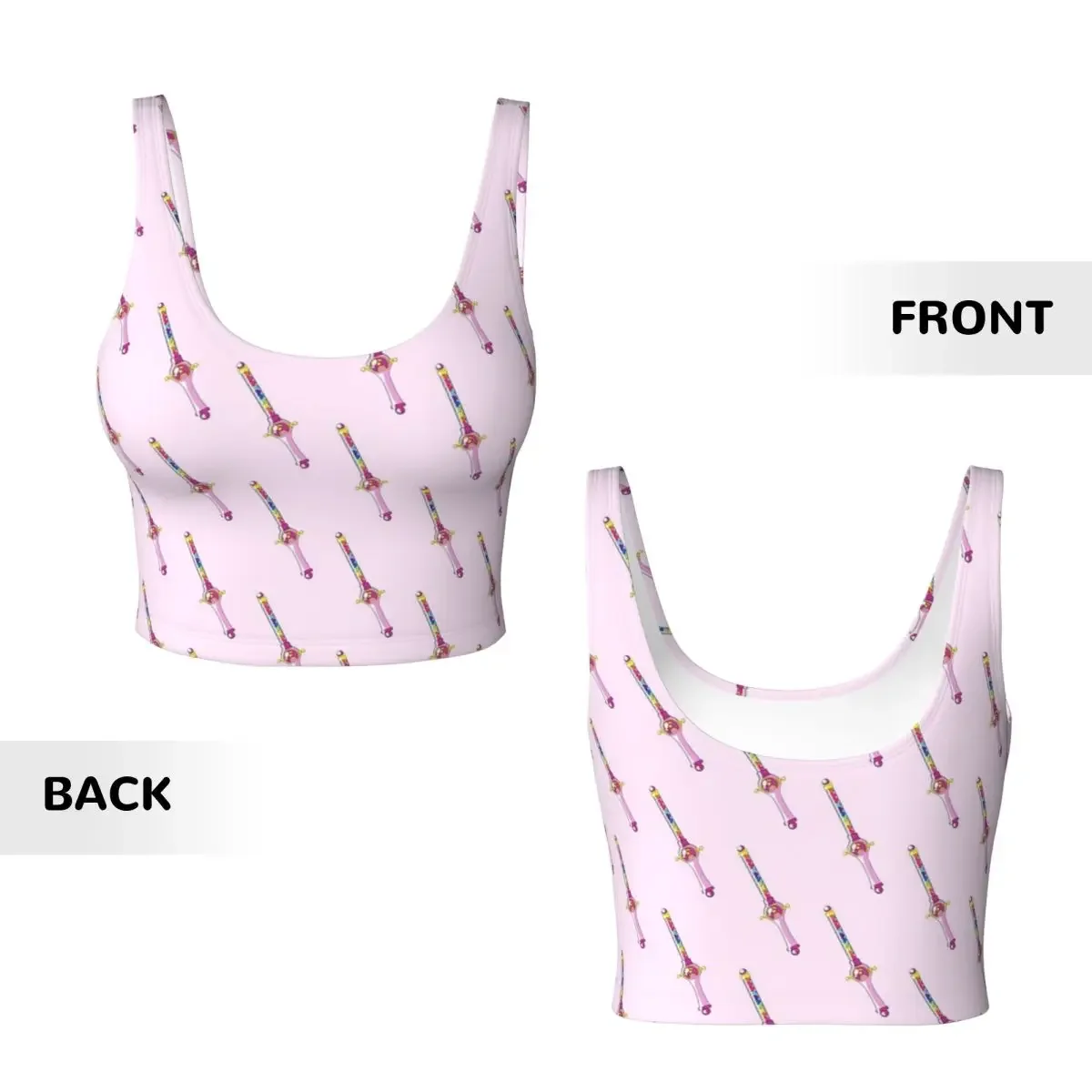 Custom Magical Doremi Wand Women Sports Vest Bras Gym Workout High Impact Yoga Crop Tank Tops