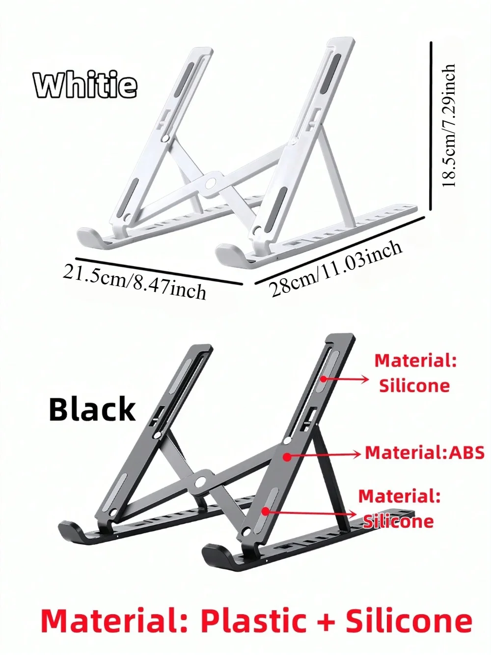 Laptop Stand, Ergonomic Portable Plastic IPad & Phone Stand With 10-Speed, Suitable For Laptop, Office Bedroom Study And Travel