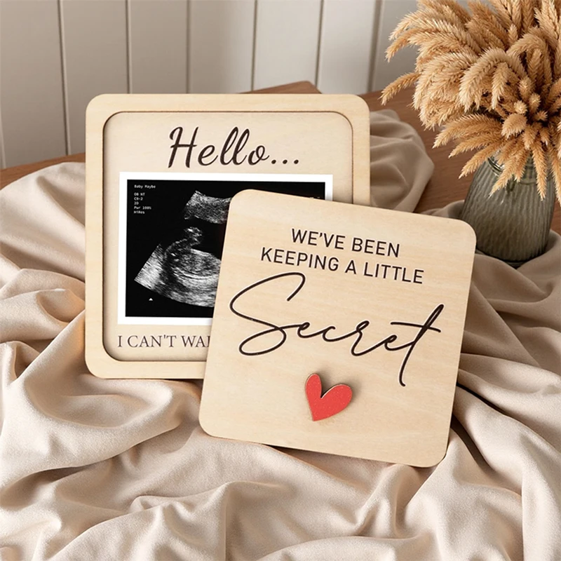 Pregnancy Announcement Sign Wooden Picture Frame Ultrasound Photo Frame Tabletop Decorations Photo Frame Gift for Grandparents