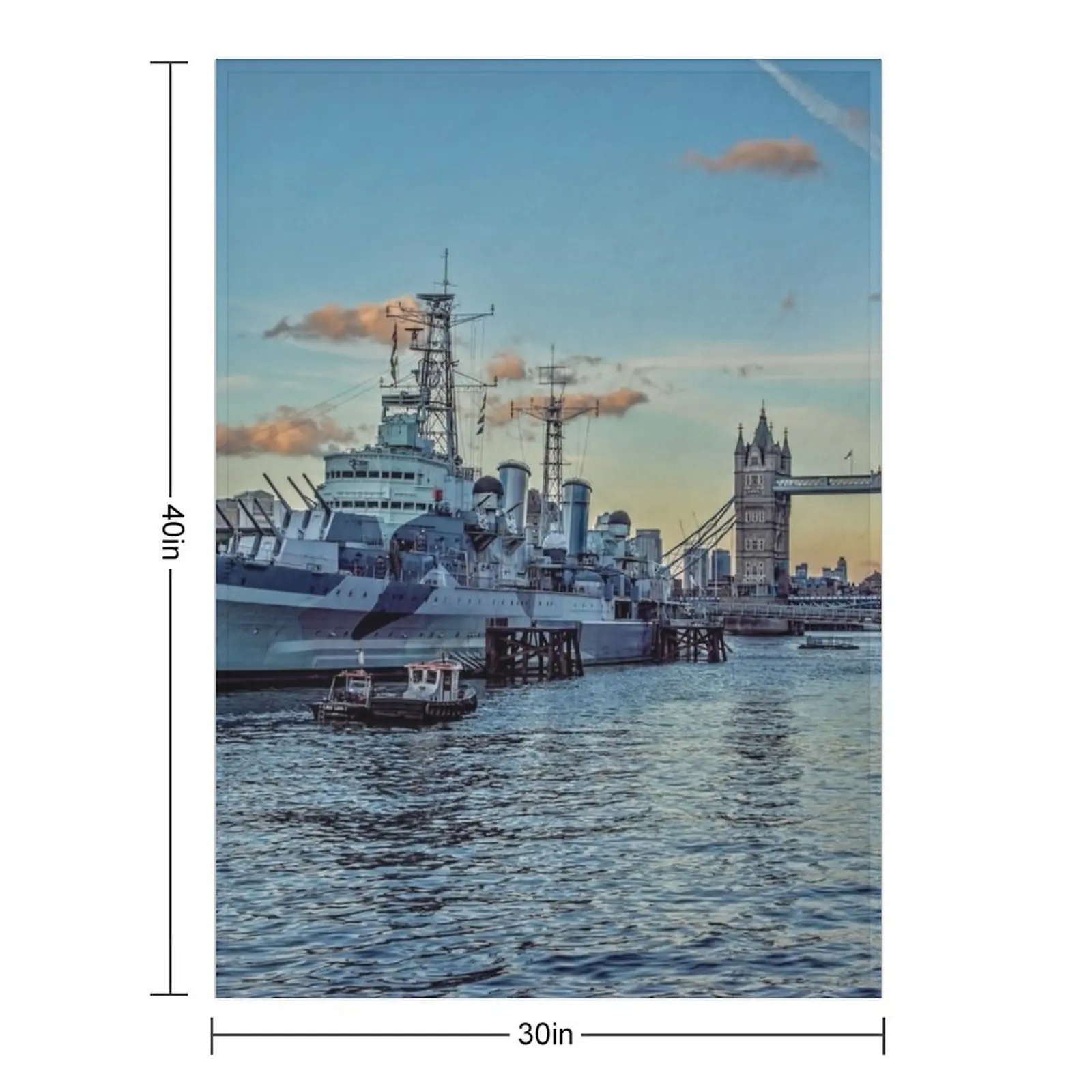 #321 HMS Belfast and Tower bridge in London Throw Blanket For Baby Plaid on the sofa Furry Giant Sofa Luxury Brand Blankets