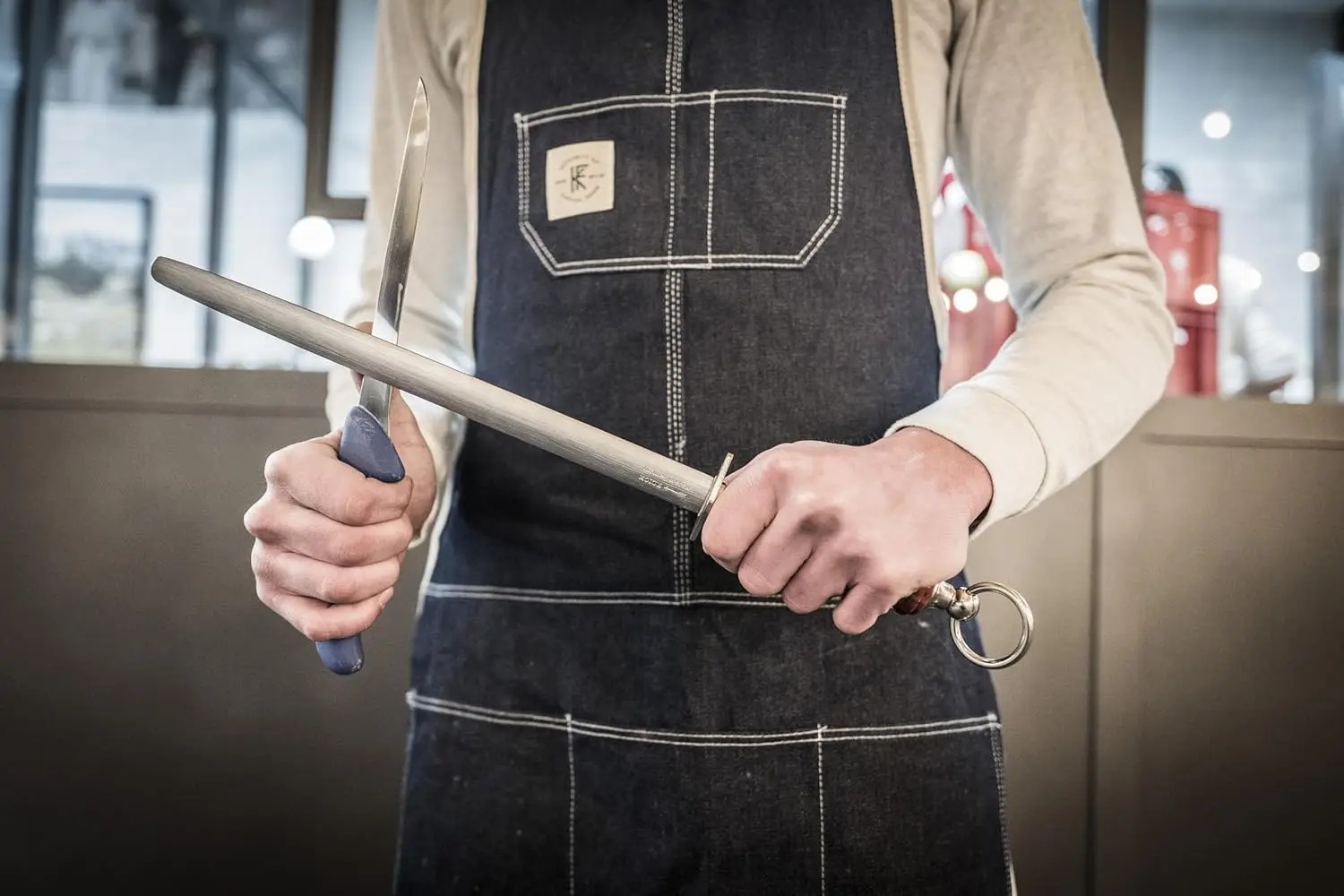 Wetzstahl DICKORON Classic (30 cm Klingenlänge, Saphierzug, 65 ° HRC Oberfläche, Kunststoffgriff) 7598330, 48,26 x 5,09 x