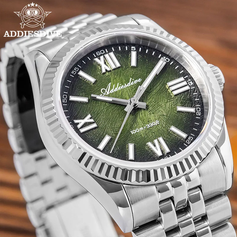 ADDIESDIVE 36MM Waterproof Quartz Watch For Men VH31 Sapphire Glass Reloj Hombre Calendar Display Luminous NEW Dress Man Watches