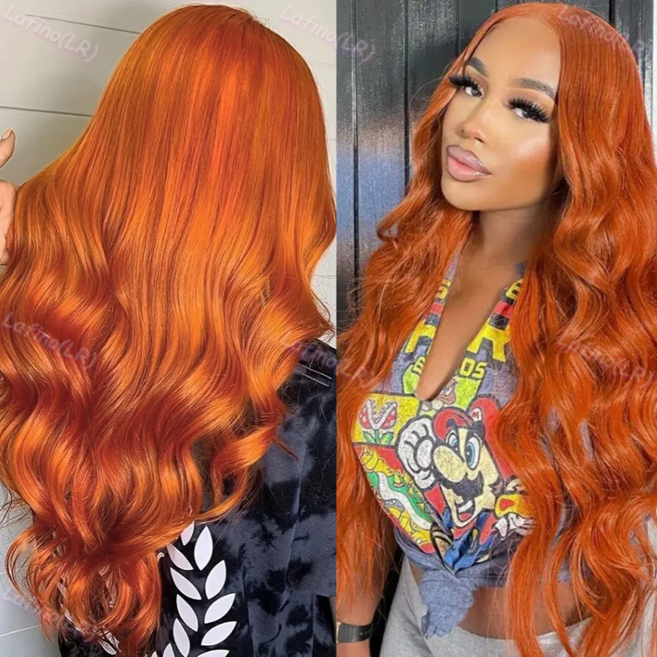 Wig renda Hd Ginger 13x6 rambut manusia gelombang tubuh 40 inci Wig dalam longgar 13x4 Hd Wig Frontal renda gelombang air Wig Brasil depan