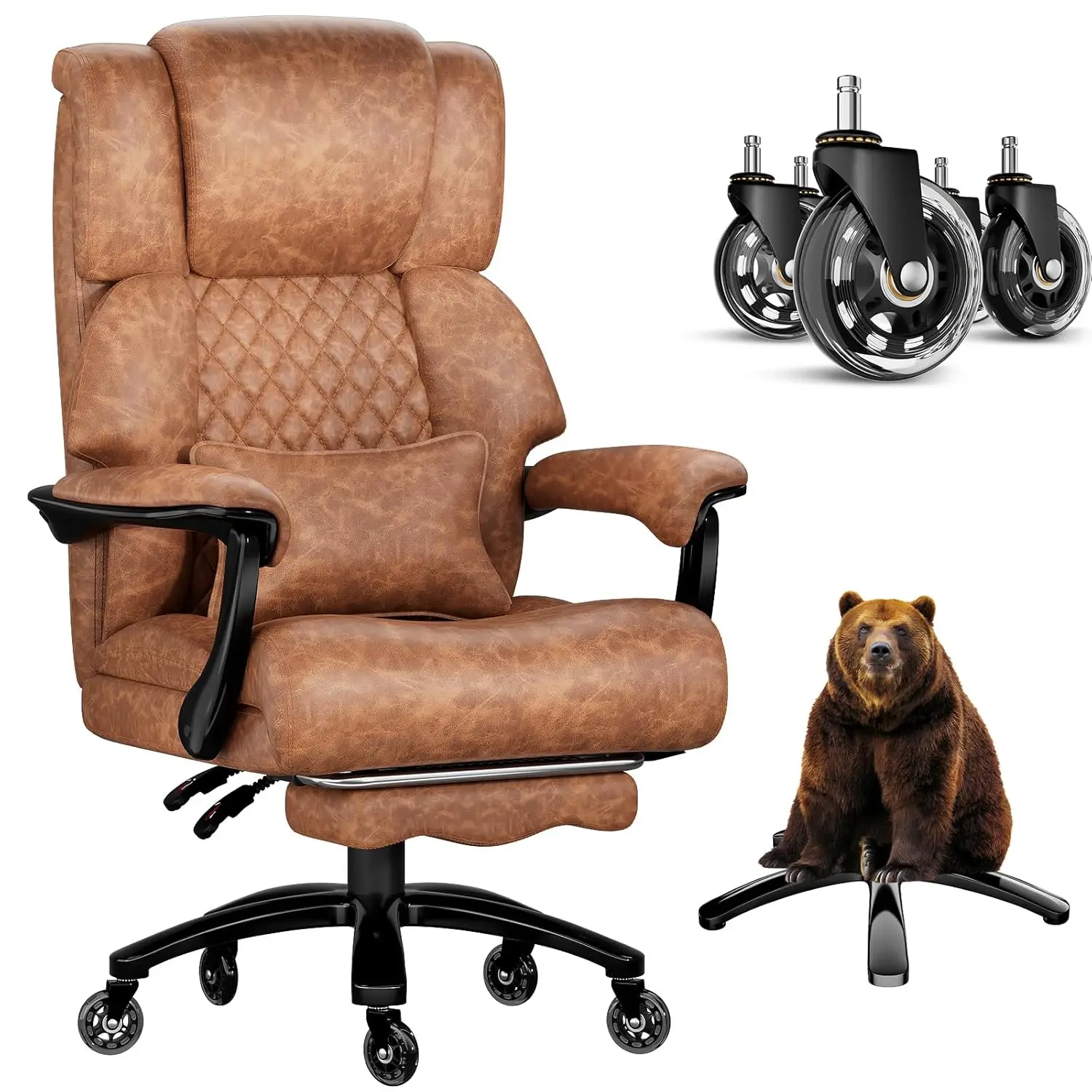 

Большое и высокое офисное кресло, кресло руководителя с бесшумными резиновыми колесами, толстая и широкая подушка для сиденья, на заказ