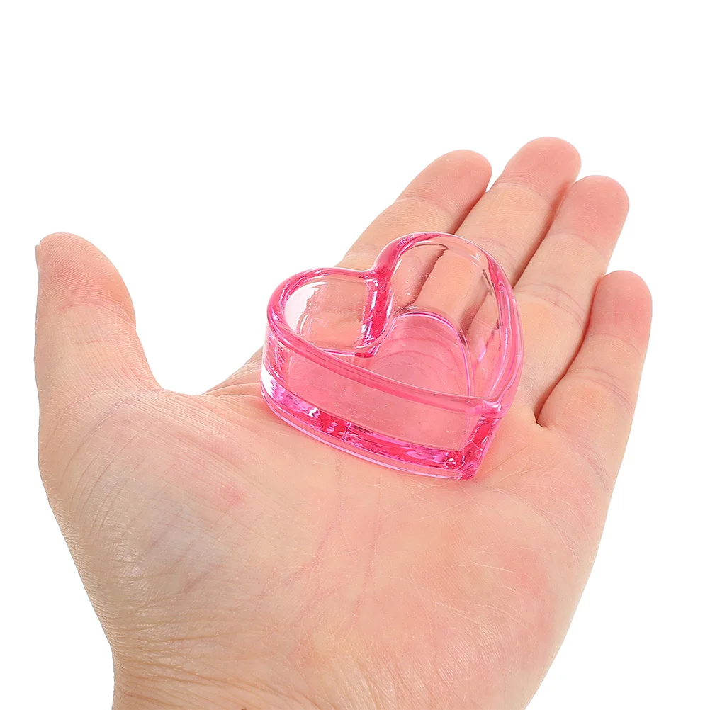 

3Pcs Nail Art Cup Heart Shape Translucent Pink Glass Manicure Pen Cleaning Holder Brush Makeup Tools Professional Nail