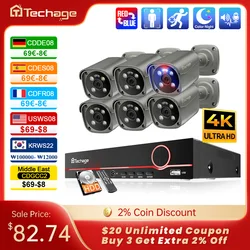 Techage Ultra HD 4K sistema di telecamere POE rilevamento facciale allarme luce rosso-blu colorato notte 8MP CCTV Kit di sorveglianza di sicurezza Video