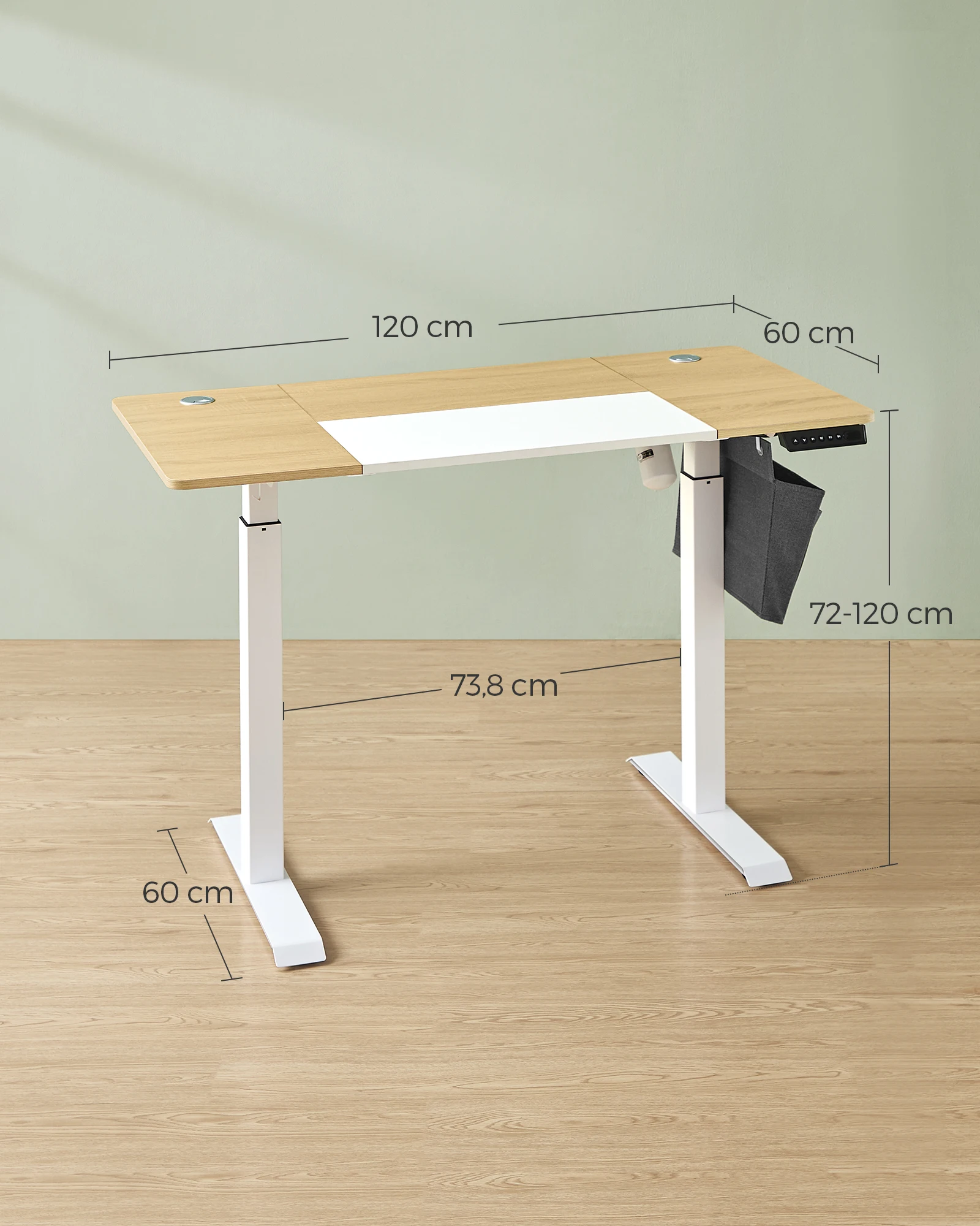 SONGMICS desk height adjustable desk electric, 120/140/160 cm