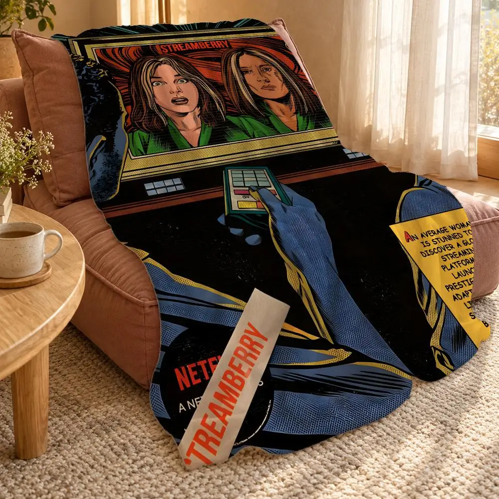 Black Mirror Throw Double Sided Flannel Throw Blanket Soft Travel Camping Sofa Bed Home
