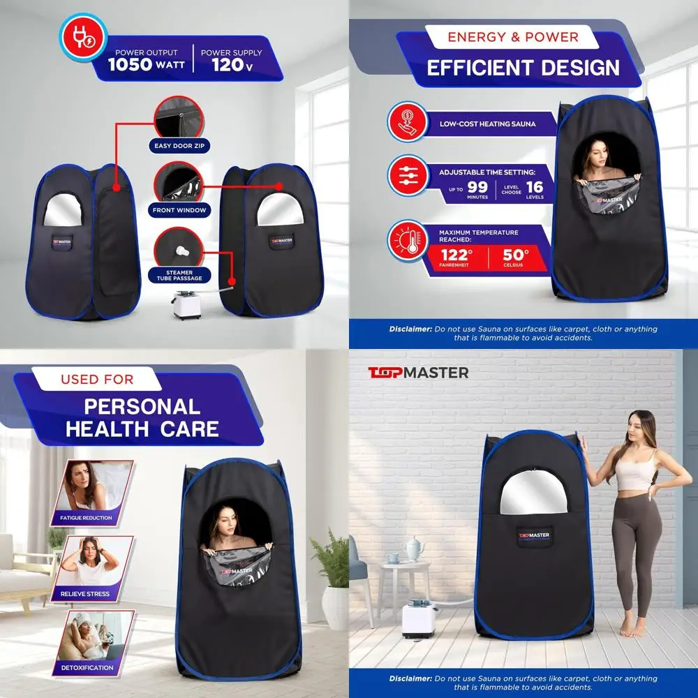 

Portable Home Steam Sauna Tent with Foldable Chair and Remote Control - 3L 1100W Steam Generator