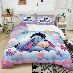 Winnie The Pooh Eeyore Printed Bedding Set 3PC 1 Duvet Cover 2 Pillowcases Adult and Children Warm Soft Bedding Set Luxury Gift