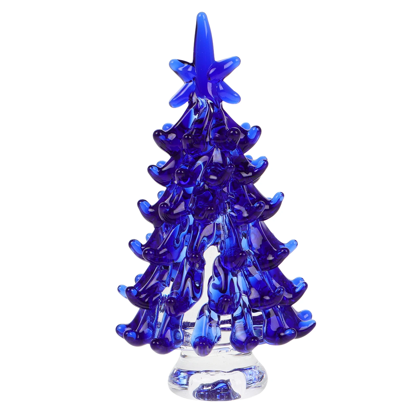 

Blue Crystal Tree Ornament Miniature Glass Decorative Tabletop for Office Desk Living Room Holiday New Year Decoration