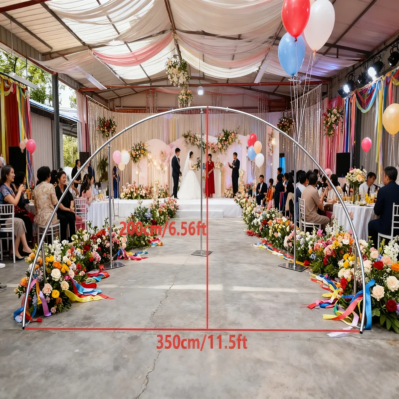 

1pcs Curved Stainless Steel Wedding Party Arch Background Decoration, Fake Flowers Christmas Home Outdoor Decoration