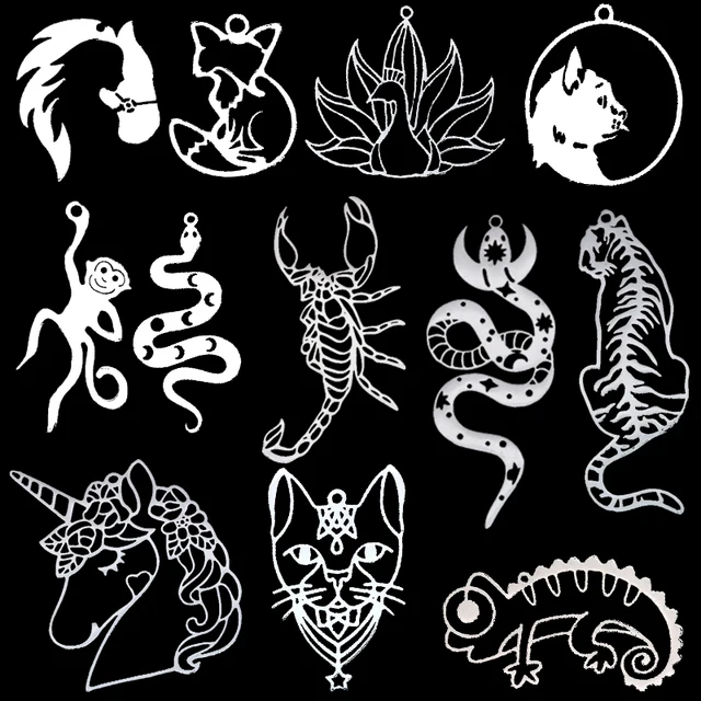 3 szt. Neo-gotyckie wisiorki ze zwierzętami DIY Craft kolczyki naszyjnik tworzenia biżuterii tygrys/kot/wąż/jaszczurka/ paw wisiorek ze stali nierdzewnej