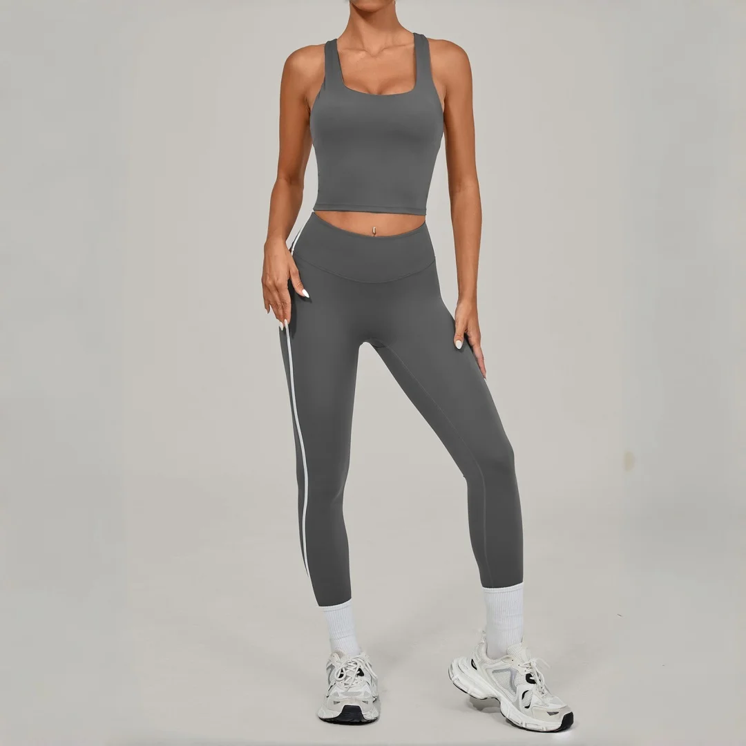 

Женский спортивный бюстгальтер, брюки, комплект для йоги, повседневная одежда для бега, комплект для йоги, высокая талия, плотный быстросохнущий костюм для йоги и фитнеса