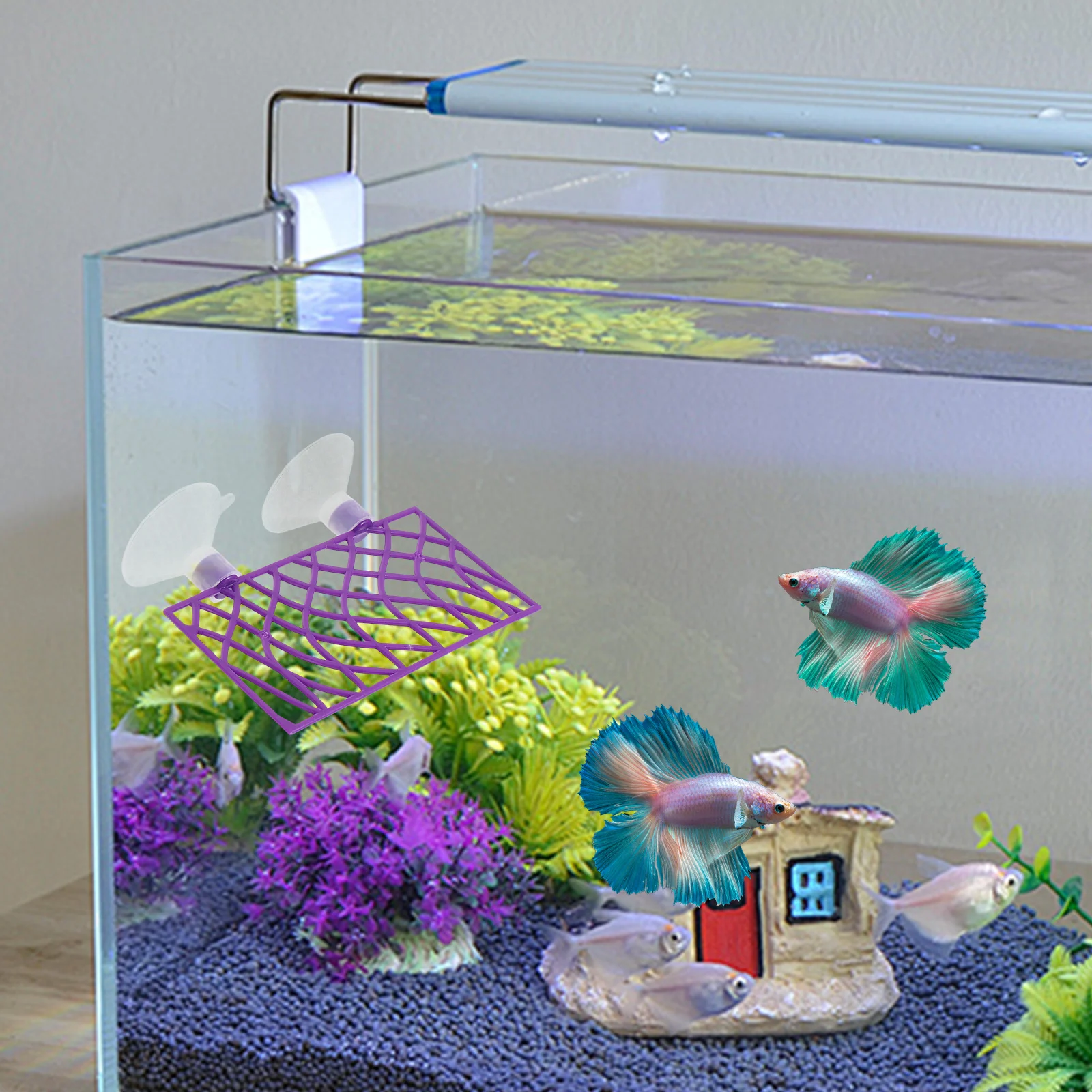 

1Set Fish Tank Betta Tunnel Hideaway Decor Aquarium Bed Ornaments Unique Design Multifunctional ABS Material Easy Install