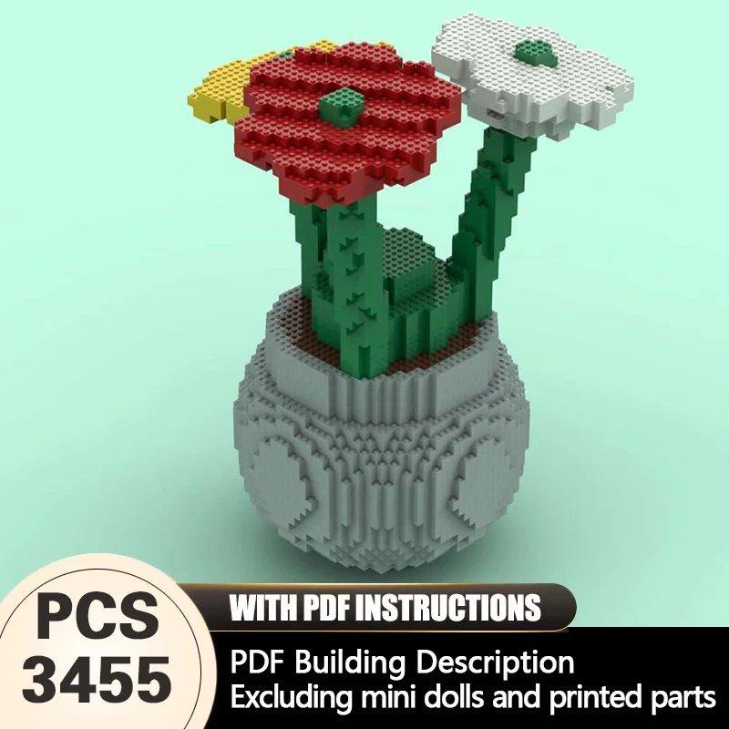 

Creators Plant Series Model MOC Building Bricks Vase With Flowers Modular Technology Gifts Holiday Assemble Children Toys Suit