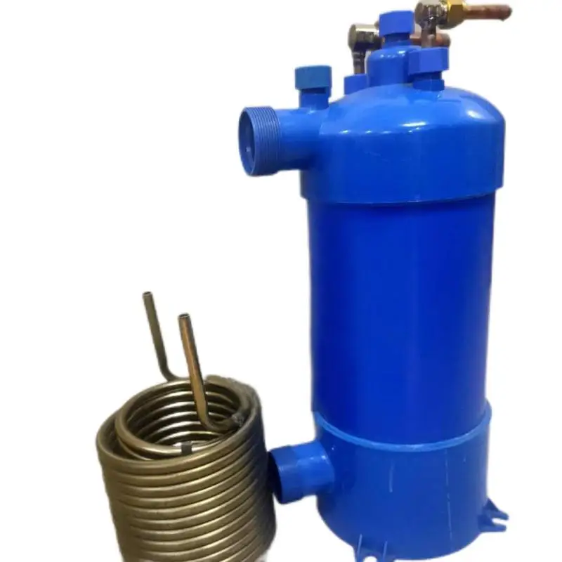 for MHTA-1.5 Screw Titanium Tube Pvc Shell Heat Exchanger for Swimming Pool Heat Pump, Aquarium Chiller Evaporator Refrigeration
