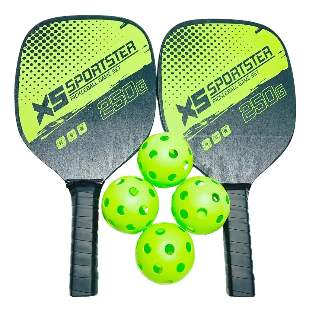 Pickleball Paddle Set, Raquetes com aperto de conforto, Conjunto de 2 Pás Pickleball, 4 Bolas, 1 Saco